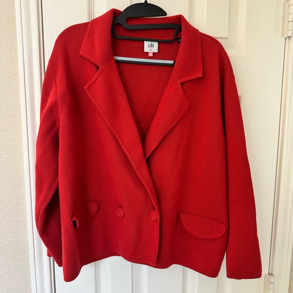 CAbi Red Sweater Blazer (Size Medium): Your Wardrobe MVP